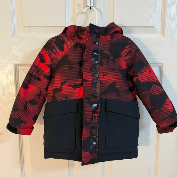 Under Armour Other - Under Armour Red & Black Camo Hooded Winter Jacket